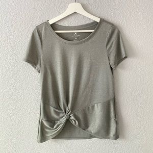 Silver Workout Tee with Twist Front